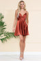 Amelia Couture BZ013S Short Satin V-Neck A-Line Dress