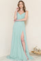 Amelia Couture 477 Sleeveless V-Neck Chiffon Gown with Slit