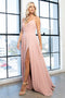 Amelia Couture 477 Sleeveless V-Neck Chiffon Gown with Slit