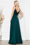 Sleeveless V-Neck Satin Slit Gown by Amelia Couture BZ012