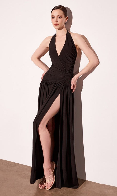 Ladivine T502 Backless Halter Prom Gown with Elegant Slit