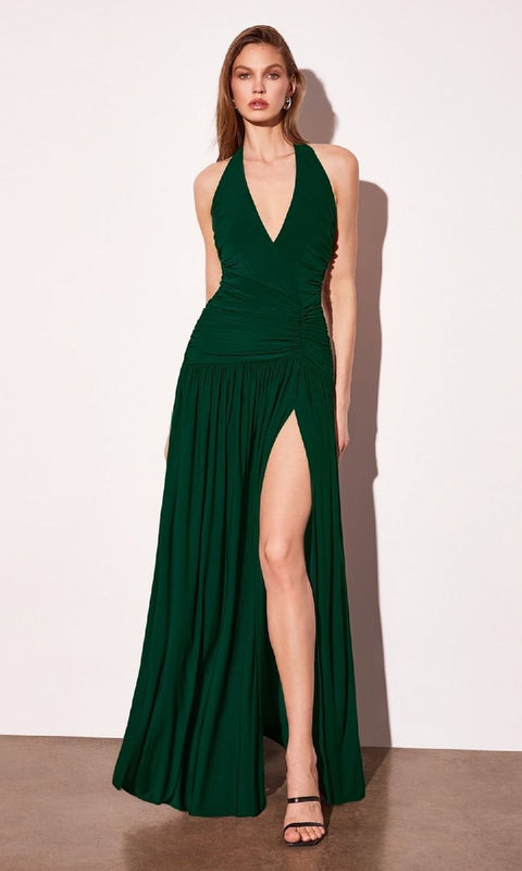 Ladivine T502 Backless Halter Prom Gown with Elegant Slit