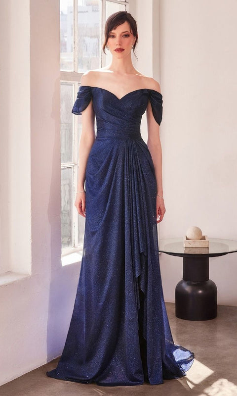 Ladivine T604 Off‑the‑Shoulder Glitter Prom Gown with Sparkling Elegance
