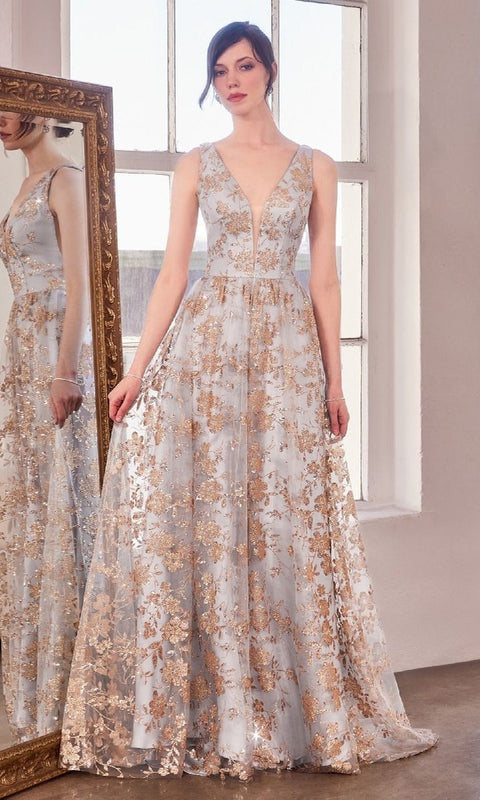 Ladivine T606 Long Prom Gown with Elegant Silhouette