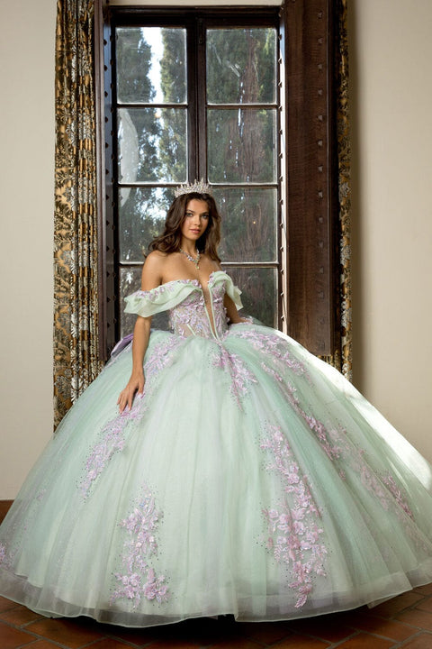 Bella Princess PQ1067 two tone off shoulder ball gown by petite adele pq1067 — image 5.0