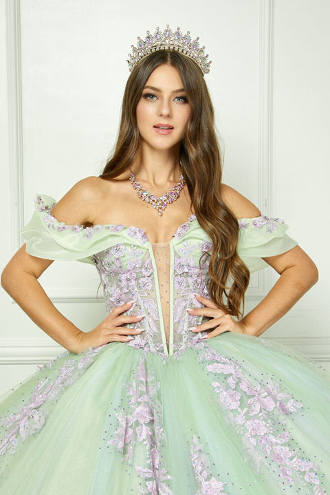 Bella Princess PQ1067 two tone off shoulder ball gown by petite adele pq1067 — image 10.0
