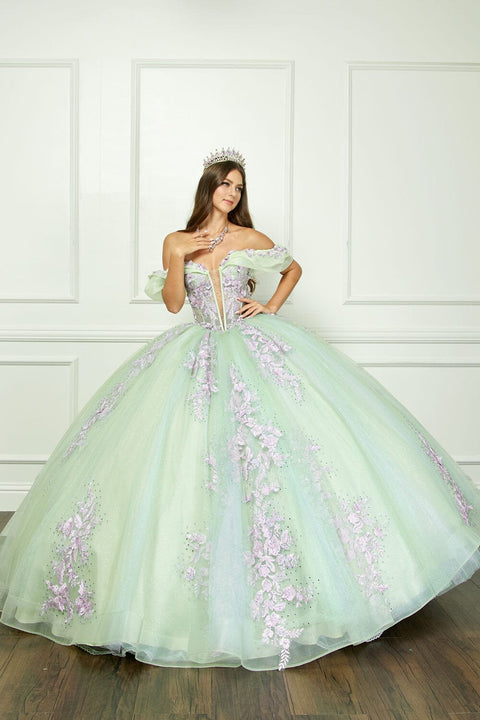 Bella Princess PQ1067 two tone off shoulder ball gown by petite adele pq1067 — image 8.0