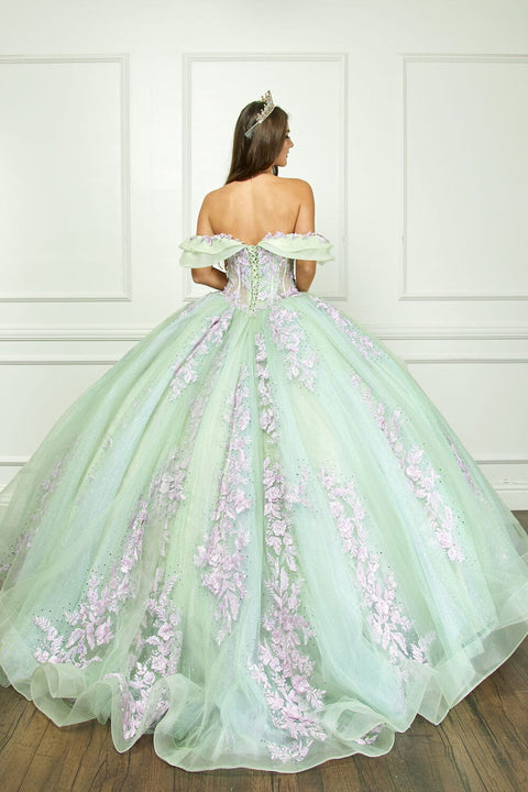 Bella Princess PQ1067 two tone off shoulder ball gown by petite adele pq1067 — image 9.0