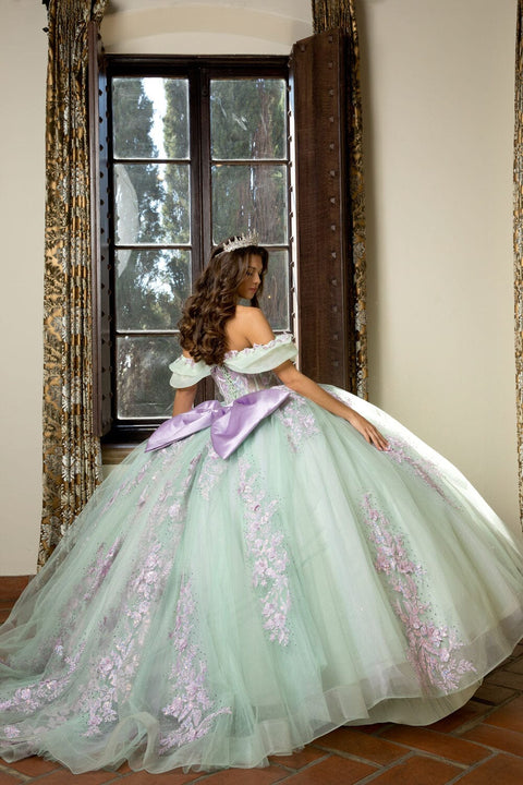 Bella Princess PQ1067 two tone off shoulder ball gown by petite adele pq1067 — image 2.0