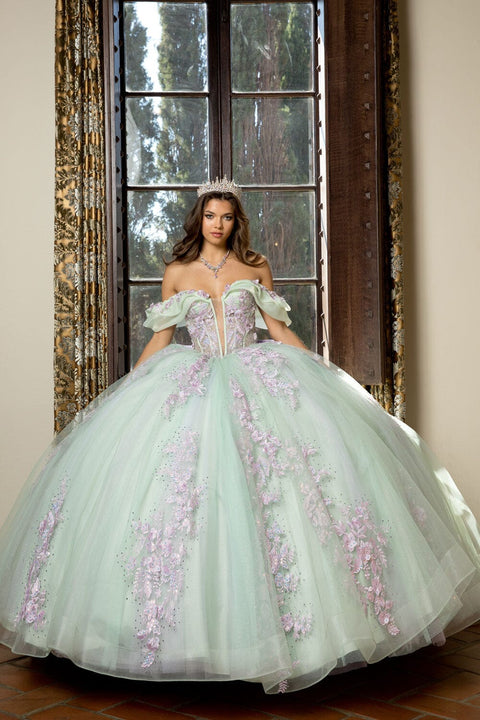 Bella Princess PQ1067 two tone off shoulder ball gown by petite adele pq1067 — image 1.0