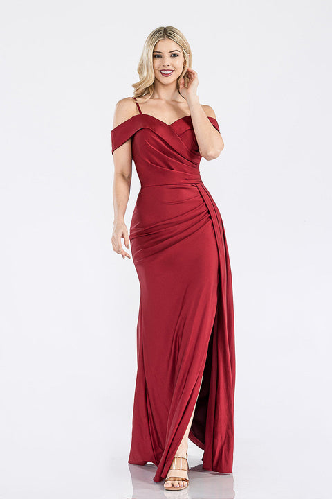 Long Formal Fitted Slit Prom Dress Lenovia 5320