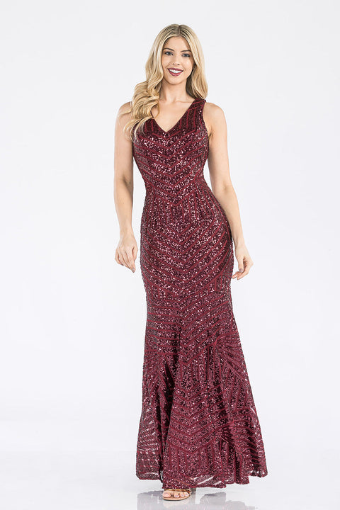 Long Mermaid Formal Sequin Dress Lenovia 5150