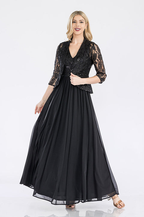 Long Formal Glitter Lace Mother of the Bride Dress Lenovia 5237