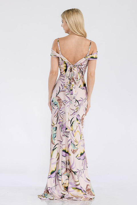 Long Prom Formal Fitted Print Dress Lenovia 5306