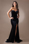 Amelia Couture BZ9029V Fitted Strapless Velvet Gown with Slit