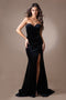 Amelia Couture BZ9029V Fitted Strapless Velvet Gown with Slit