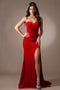 Amelia Couture BZ9029V Fitted Strapless Velvet Gown with Slit