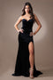 Amelia Couture BZ9029V Fitted Strapless Velvet Gown with Slit