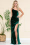 Amelia Couture 6118 One-Shoulder Velvet Gown with Slit