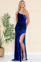 Amelia Couture 6118 One-Shoulder Velvet Gown with Slit