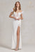 Nox Anabel White Fitted Off Shoulder Feather Gown S1229W