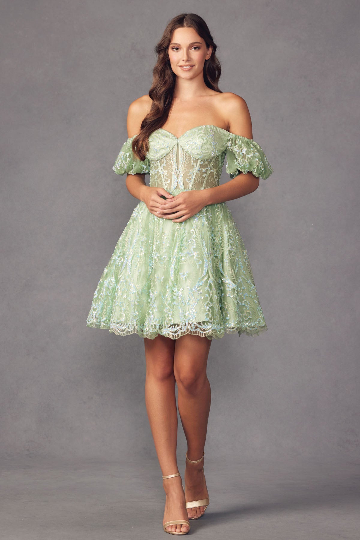 Juliet 891: Off Shoulder Corset Dress with Sparkling Glitter Print sheerdreamz Juliet 891: Off Shoulder Corset Dress with Sparkling Glitter Print sheerdreamz