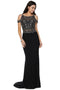 Juliet 660's Fitted Dress with Beaded Embellishments and Cold Shoulder Detail