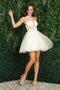Adora 1040's Short Corset Dress with Elaborate Embroidery and One Shoulder Design