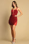 Adora 1050's Short Dress with Sequin Embellishments, Corset, Sheer Detail, and Slit