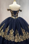 Vestido de fiesta con purpurina y apliques de hombros descubiertos de Ladivine 15705