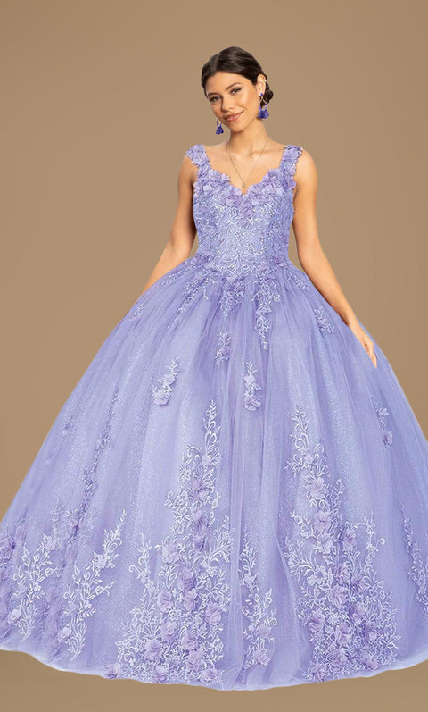 Dylan & Davids Long Quinceanera Floral Glitter Ball Gown