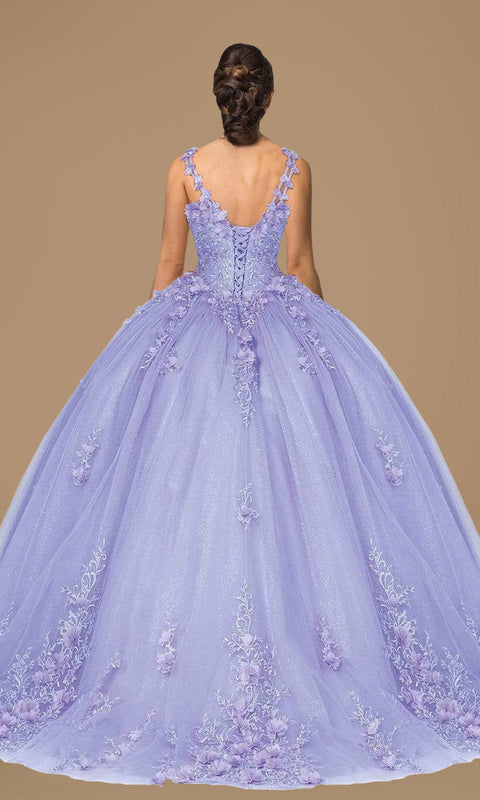 Dylan & Davids Long Quinceanera Floral Glitter Ball Gown