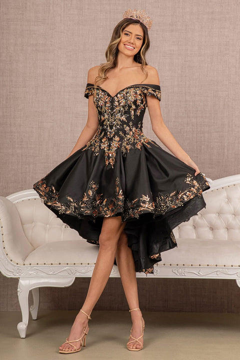 Elizabeth K GL3098 Two-Piece Satin Off-Shoulder Ball Gown