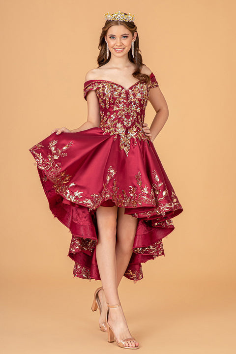 Elizabeth K GL3098 Two-Piece Satin Off-Shoulder Ball Gown