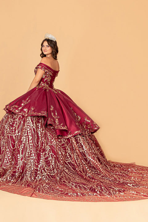 Elizabeth K GL3098 Two-Piece Satin Off-Shoulder Ball Gown