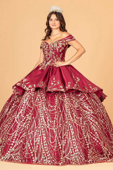 Elizabeth K GL3098 Two-Piece Satin Off-Shoulder Ball Gown