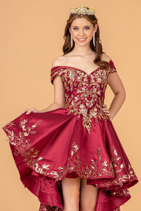 Elizabeth K GL3098 Two-Piece Satin Off-Shoulder Ball Gown