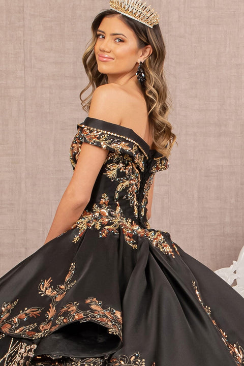 Elizabeth K GL3098 Two-Piece Satin Off-Shoulder Ball Gown