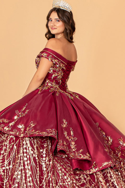Elizabeth K GL3098 Two-Piece Satin Off-Shoulder Ball Gown