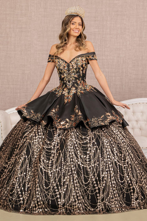 Elizabeth K GL3098 Two-Piece Satin Off-Shoulder Ball Gown