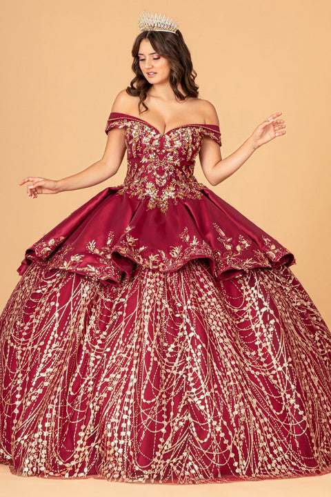 Elizabeth K GL3098 Two-Piece Satin Off-Shoulder Ball Gown