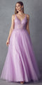 Long A-Line Glitter Tulle Prom Dress By Juliet 257