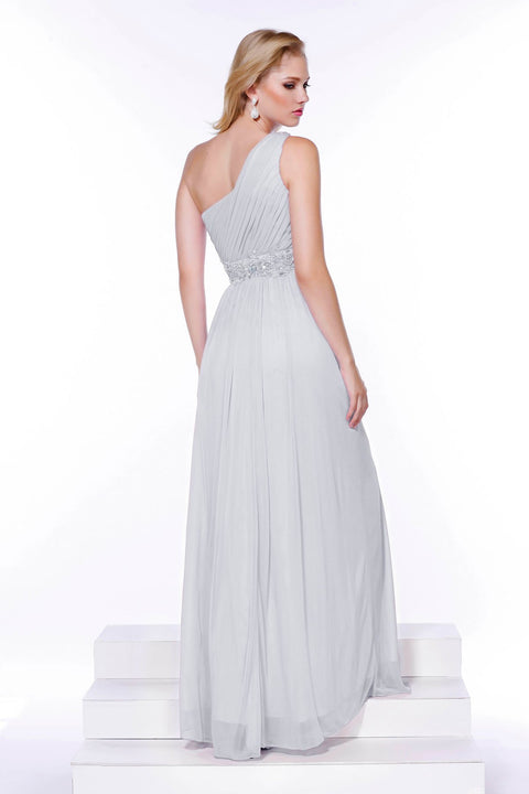 Embroider Rhinestone Flowers on Waistband and One Shoulder Long Dress _2688 By Nox Anabel