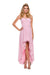 Pink Sweetheart Neckline Ruched with High-Low Chiffon Dress 2699 by Nox Anabel