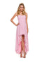 Vestido rosa con escote corazón fruncido y gasa asimétrica 2699 de Nox Anabel