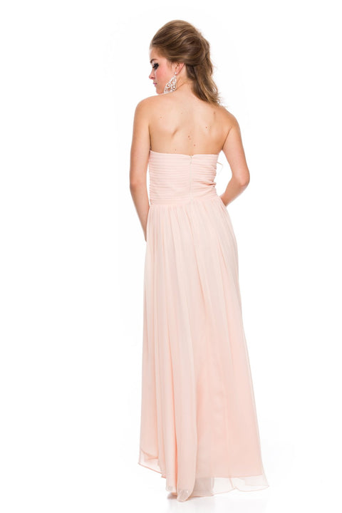 Pink Sweetheart Neckline Ruched with High-Low Chiffon Dress 2699 by Nox Anabel