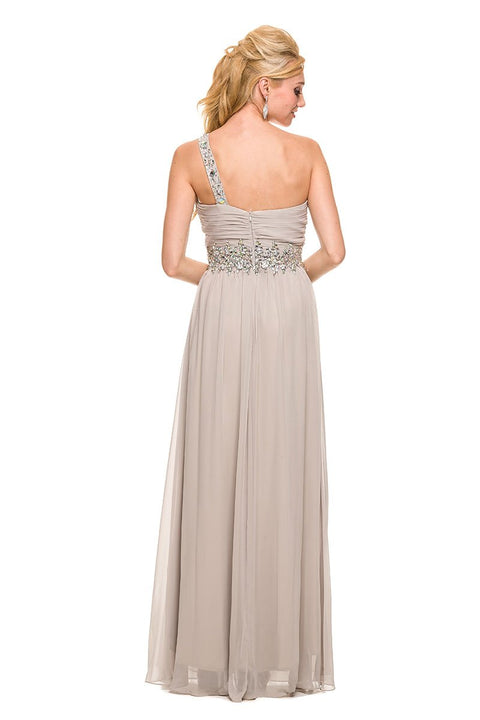 Chiffon Beaded Sweetheart Neck One Shoulder Long Dress 2731 by Nox Anabel