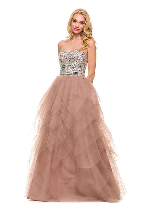 Beaded Strapless Sweetheart Gown with Tiered Skirt_2740 by Nox Anabel