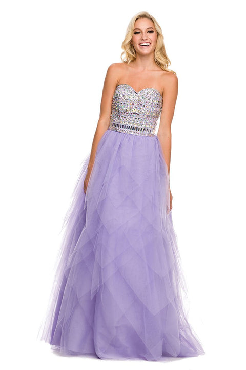 Beaded Strapless Sweetheart Gown with Tiered Skirt_2740 by Nox Anabel