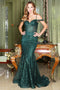 Adora 3075: Cold Shoulder Mermaid Dress with Glitter Print